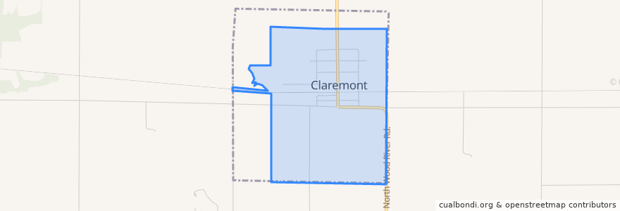 Mapa de ubicacion de Claremont.