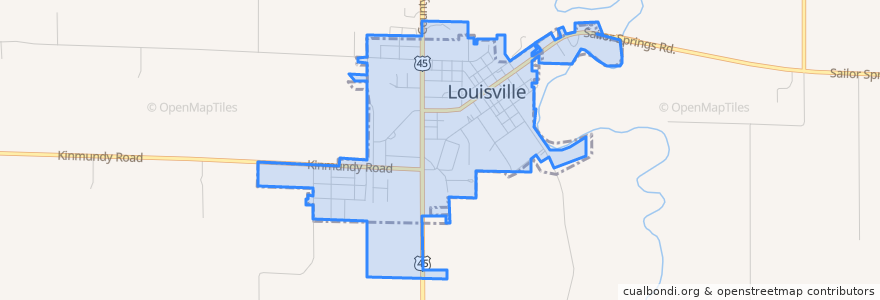 Mapa de ubicacion de Louisville.