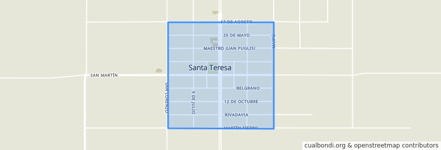 Mapa de ubicacion de Santa Teresa.