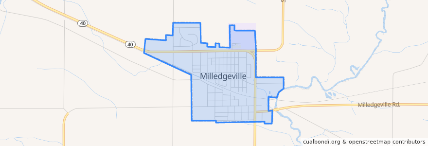 Mapa de ubicacion de Milledgeville.