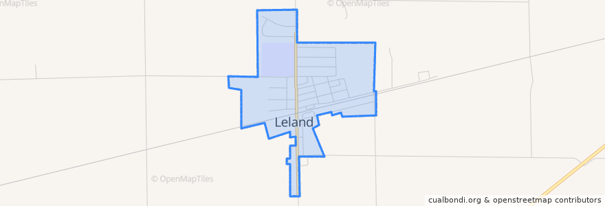 Mapa de ubicacion de Leland.