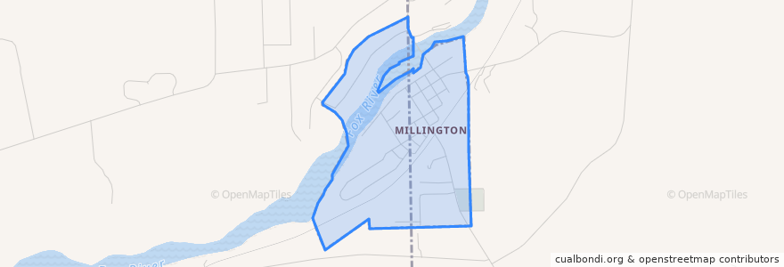 Mapa de ubicacion de Millington.