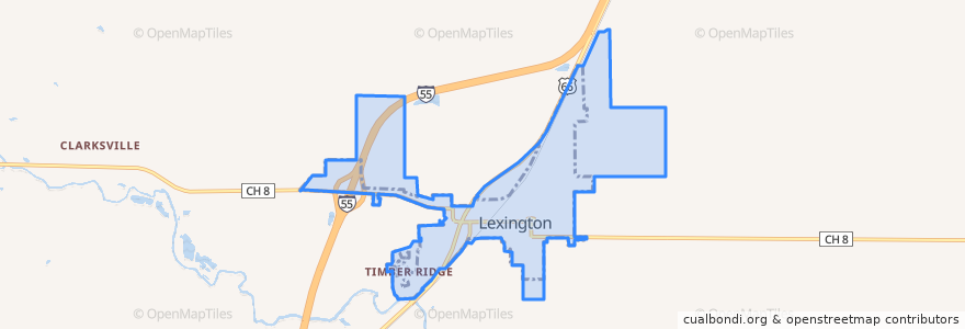 Mapa de ubicacion de Lexington.