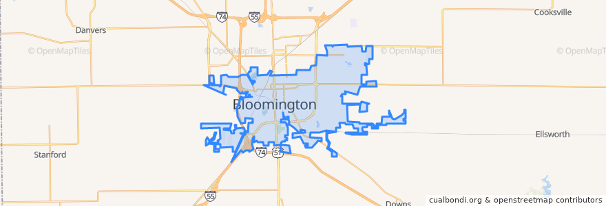 Mapa de ubicacion de Bloomington.