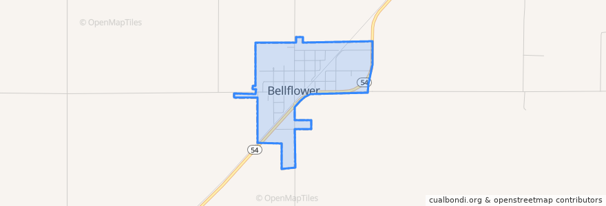 Mapa de ubicacion de Bellflower.