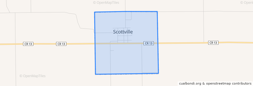 Mapa de ubicacion de Scottville.