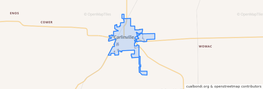 Mapa de ubicacion de Carlinville.