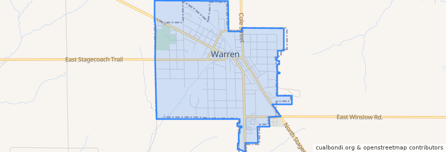 Mapa de ubicacion de Warren.