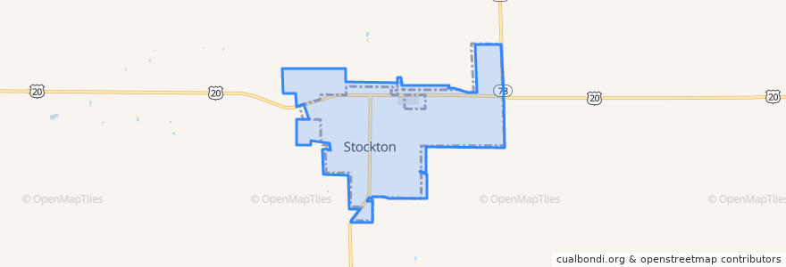 Mapa de ubicacion de Stockton.