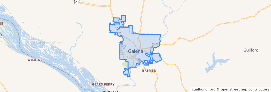 Mapa de ubicacion de Galena.