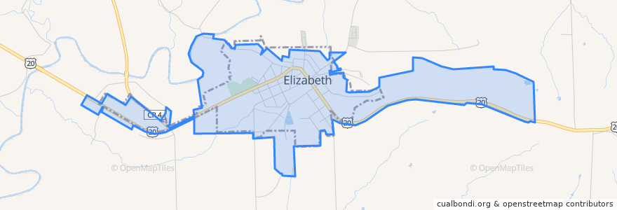 Mapa de ubicacion de Elizabeth.