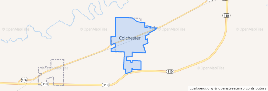 Mapa de ubicacion de Colchester.