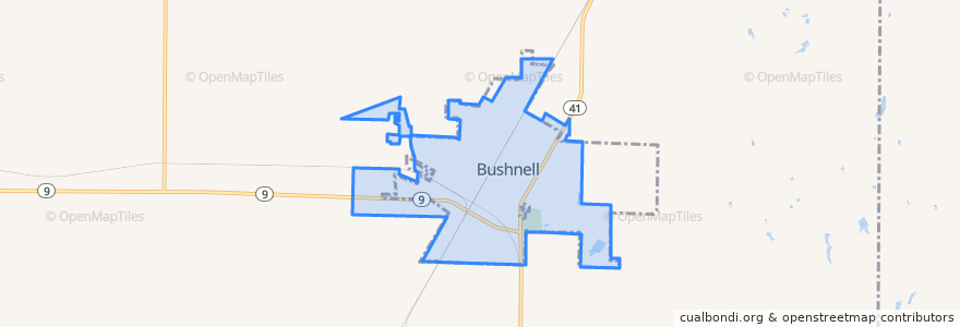 Mapa de ubicacion de Bushnell.