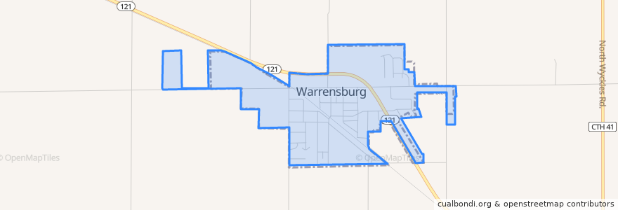 Mapa de ubicacion de Warrensburg.