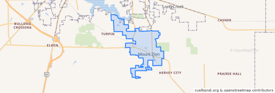 Mapa de ubicacion de Mount Zion.