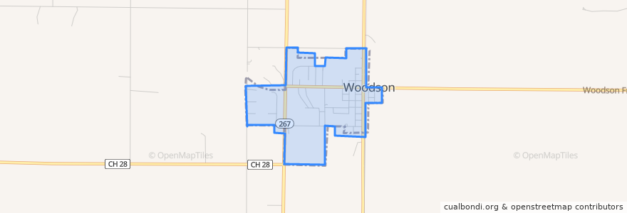 Mapa de ubicacion de Woodson.