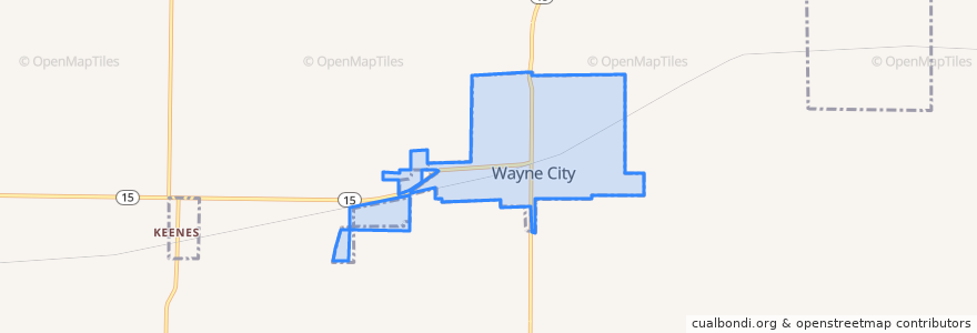 Mapa de ubicacion de Wayne City.