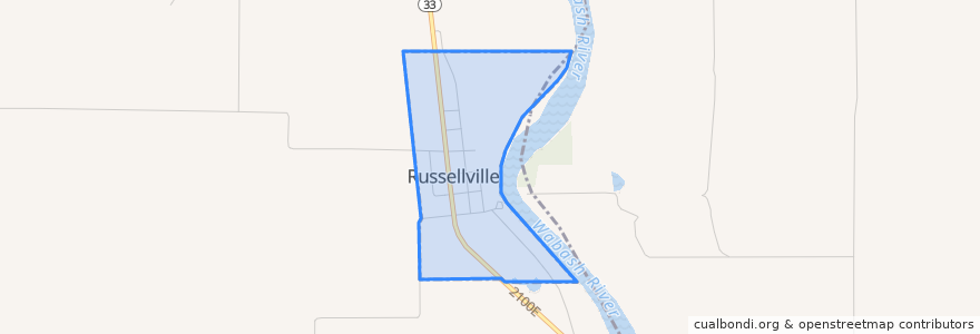 Mapa de ubicacion de Russellville.