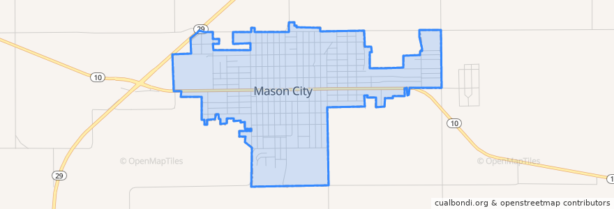 Mapa de ubicacion de Mason City.