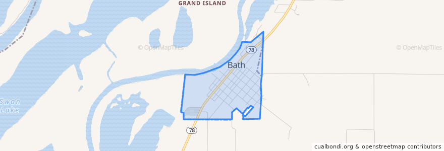 Mapa de ubicacion de Bath.