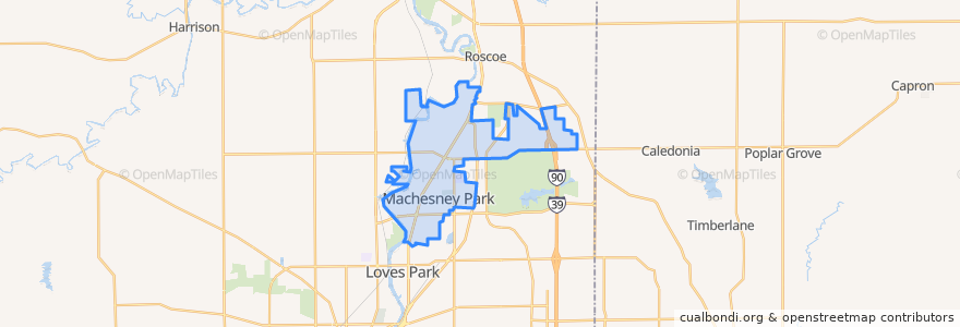 Mapa de ubicacion de Machesney Park.