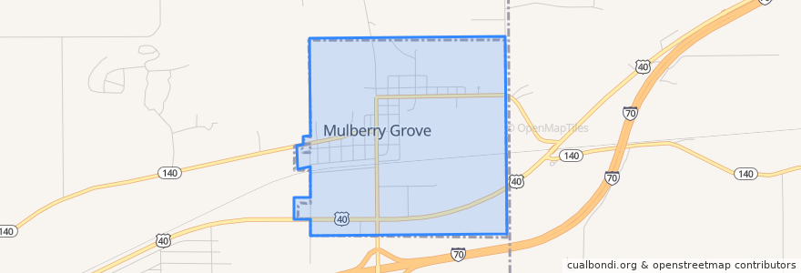 Mapa de ubicacion de Mulberry Grove.