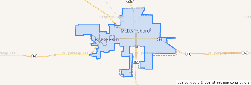 Mapa de ubicacion de McLeansboro.