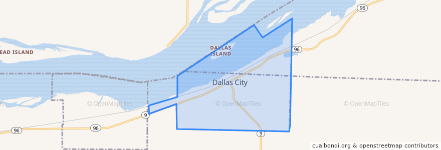 Mapa de ubicacion de Dallas City.