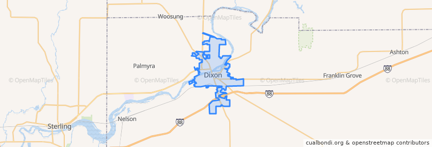 Mapa de ubicacion de Dixon.