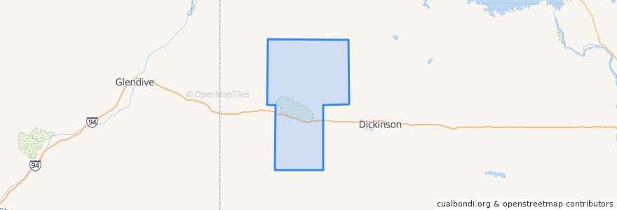 Mapa de ubicacion de Billings County.