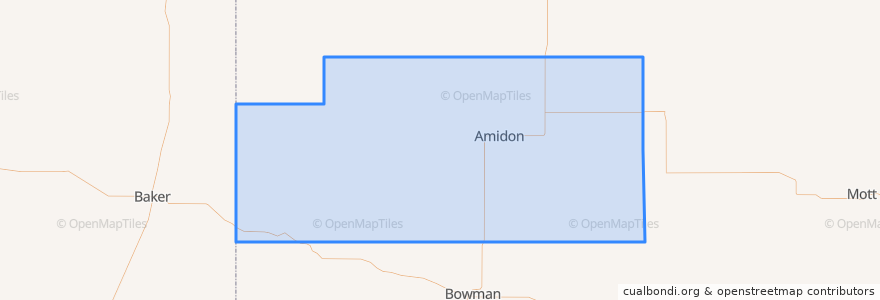 Mapa de ubicacion de Slope County.