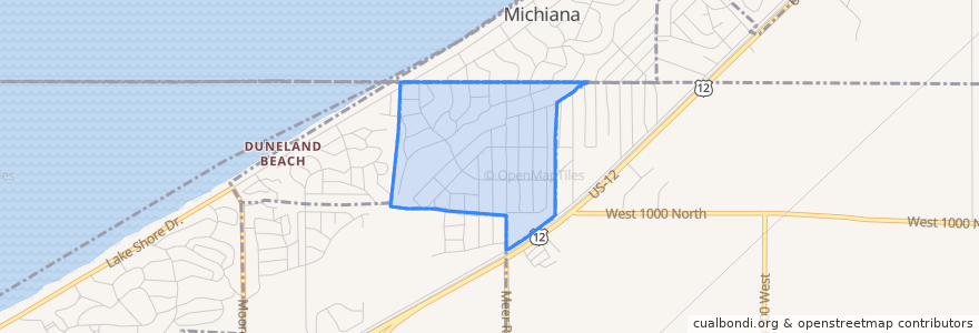 Mapa de ubicacion de Michiana Shores.