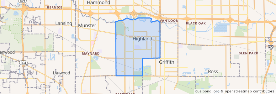 Mapa de ubicacion de Highland.