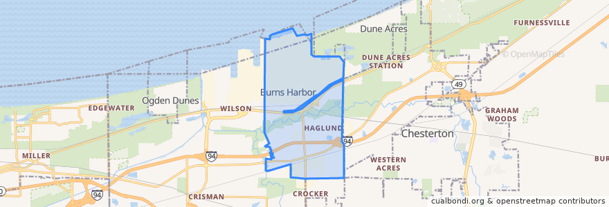 Mapa de ubicacion de Burns Harbor.