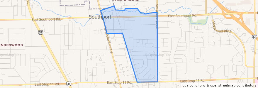 Mapa de ubicacion de Southport.