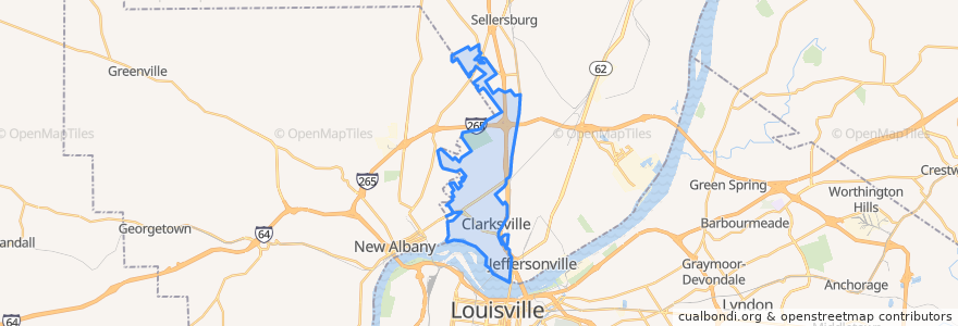 Mapa de ubicacion de Clarksville.