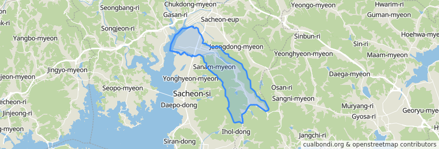 Mapa de ubicacion de 사남면.