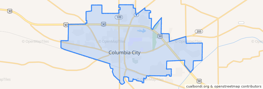 Mapa de ubicacion de Columbia City.