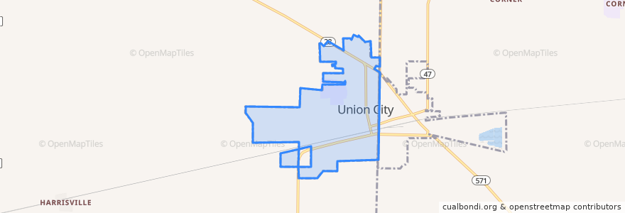 Mapa de ubicacion de Union City.