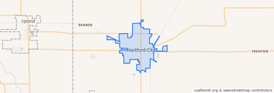 Mapa de ubicacion de Hartford City.