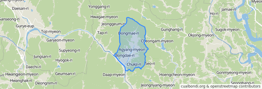 Mapa de ubicacion de 악양면.