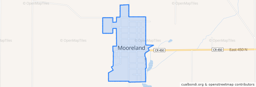 Mapa de ubicacion de Mooreland.