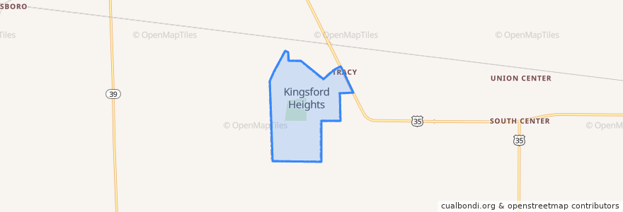 Mapa de ubicacion de Kingsford Heights.