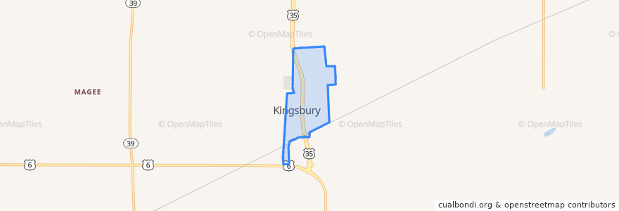 Mapa de ubicacion de Kingsbury.