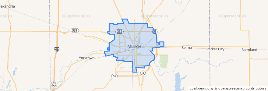 Mapa de ubicacion de Muncie.