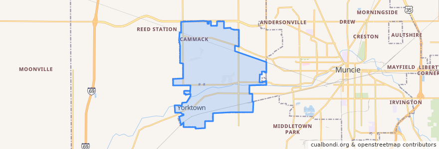 Mapa de ubicacion de Yorktown.