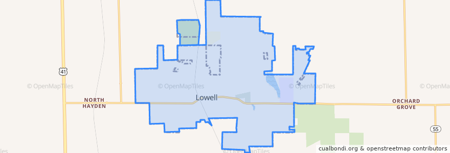 Mapa de ubicacion de Lowell.