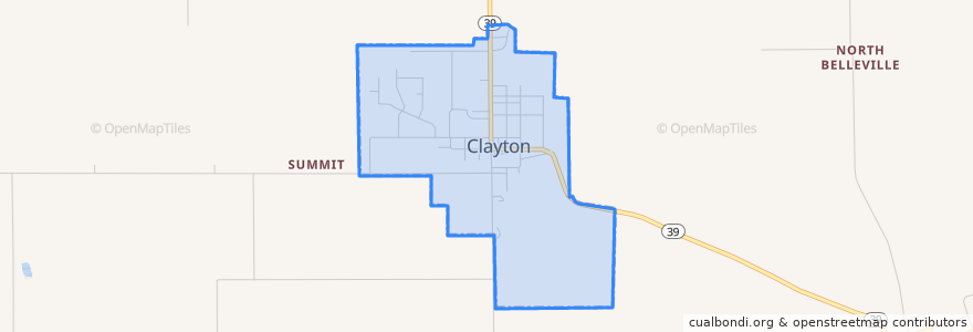 Mapa de ubicacion de Clayton.