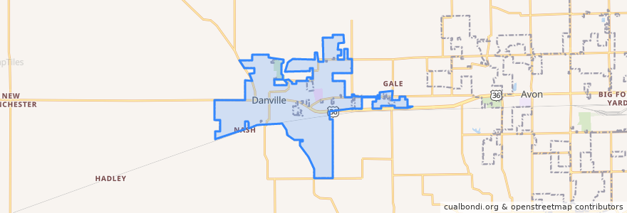 Mapa de ubicacion de Danville.