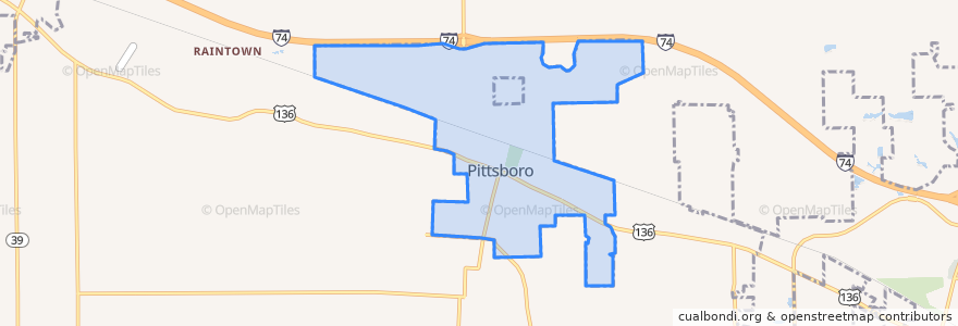 Mapa de ubicacion de Pittsboro.